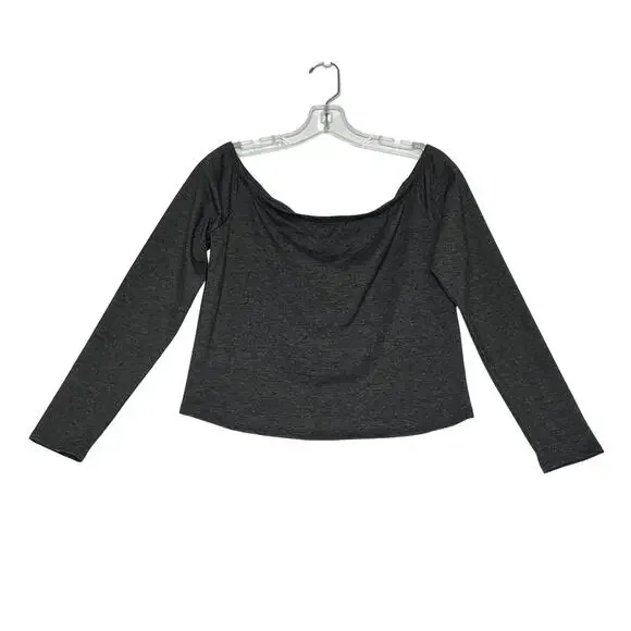 BP Long Sleeve Off The Shoulder Fitted Crop Top Grey Womens XL - Picture 1 of 11